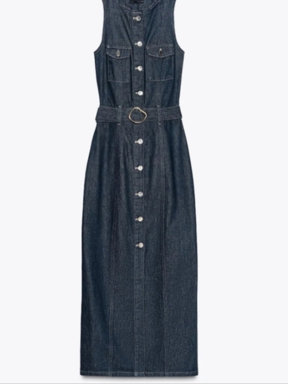 Zara M Sleeveless Dark Denim Maxi Dress - Navy Blue Like New. Never worn